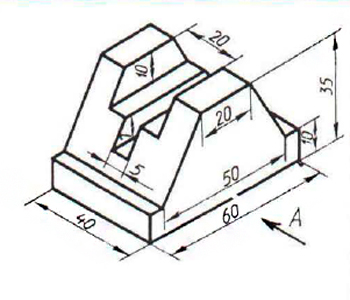 чертеж вариант 11,  три проекции по наглядному изображению, чертеж в автокаде,  инженерная графика