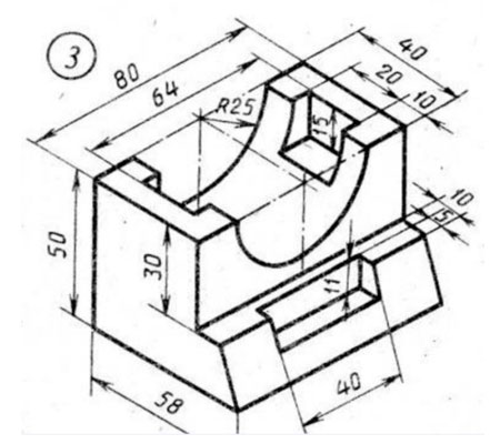 Три проекции детали вариант 3, инженерная графика 