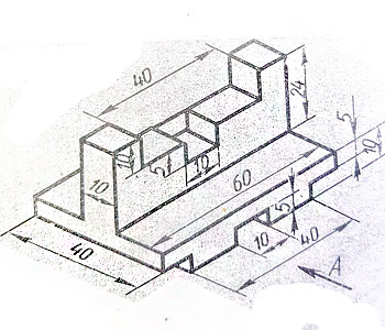 Три вида детали, проекционное черчение, инженерная графика