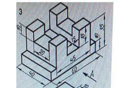 По заданной аксонометрической проекции построить три вида детали, проекционное черчение,  инженерная графика