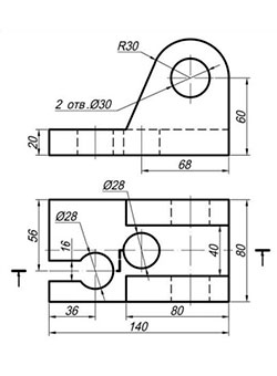 Выполнить сложный разрез детали, чертеж в автокаде
