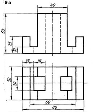 чертеж,  три проекции по заданному изображению, чертеж детали, чертеж в автокаде, вариант 9а инженерная графика