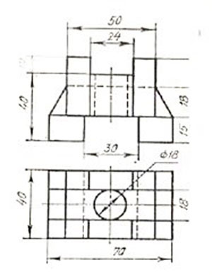 Три проекции детали  вариант 4,  инженерная графика 