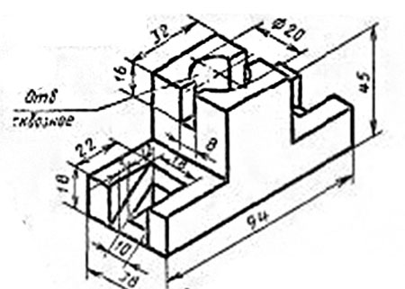 Построить три вида детали проекционное черчение, вариант 18 инженерная графика