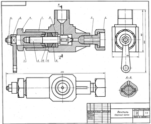 Чертеж вентиля, вариант,  университет, инженерная графика, компьютерная графика, детали вентиля, стакан клапана питательного, корпус вентеля