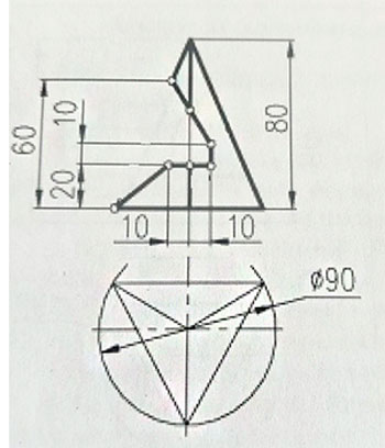 Построить три проекции пирамиды с вырезом, вариант 7 чертеж пирамиды, инженерная графика и начертательная геометрия 1 курс