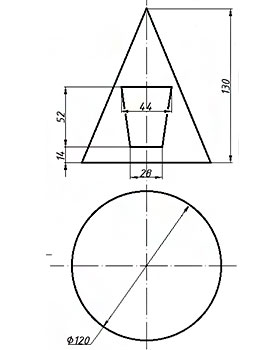 Конус с вырезом, 1 курс инженерная графика
